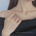 Wholesale Creative Jewelry Irregular Geometry Double Ring Chain Necklace